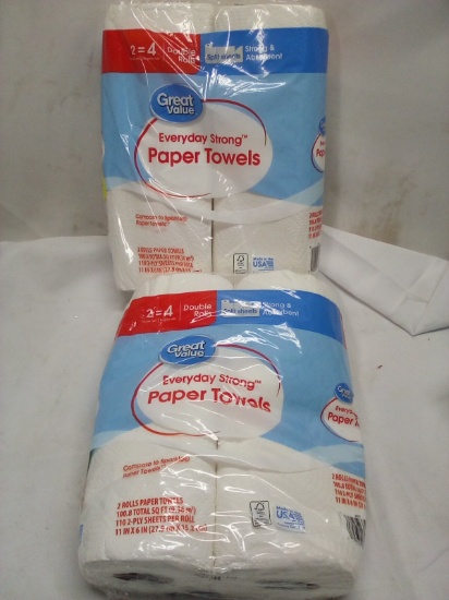 Qty 2 Everyday Strong Paper Towels Split Sheet 2 Double Rolls