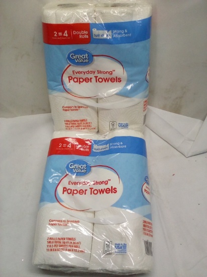 Qty 2 Everyday Strong Paper Towels Split Sheet 2 Double Rolls