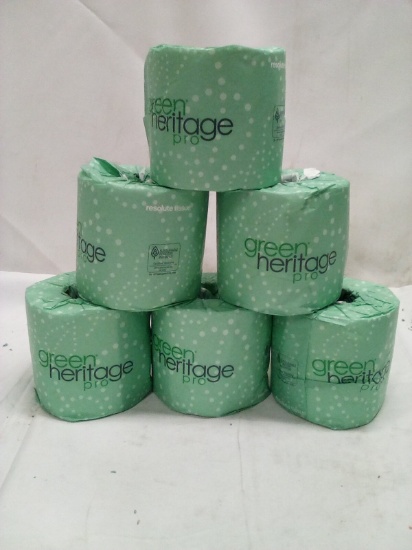 Qty 6 Green Heritage Pro Individually Wrapped Toilet Paper
