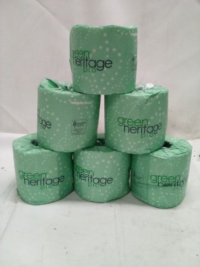 Qty 6 Green Heritage Pro Individually Wrapped Toilet Paper