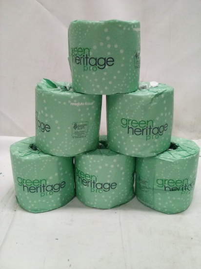 Qty 6 Green Heritage Pro Individually Wrapped Toilet Paper