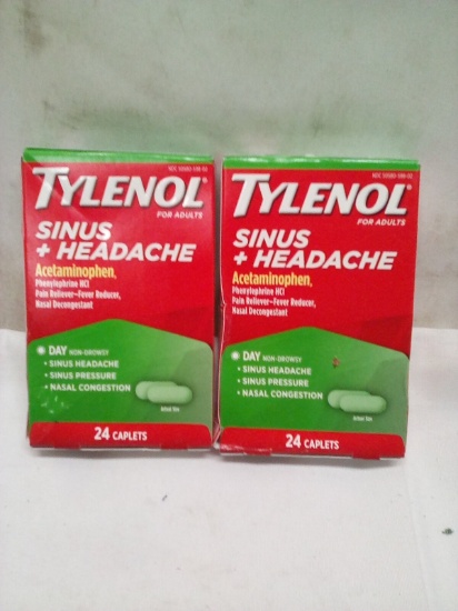Qty 2 Tylenol Sinus Headache 24 Caplets