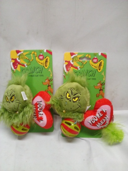 Qty 2 Grinch 3 Pack Cat Toys