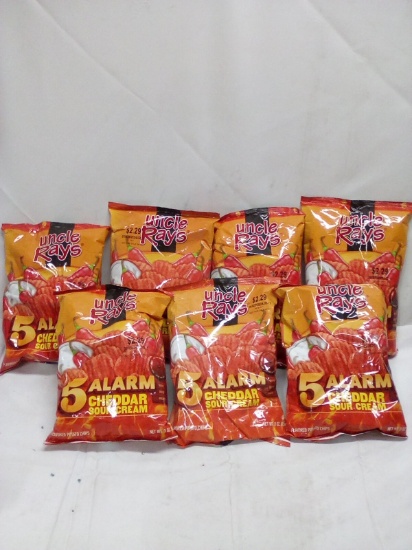 Lot of 7 Uncle Rays 3oz Bags of 5 Alarm Cheddar Sour Cream Chips