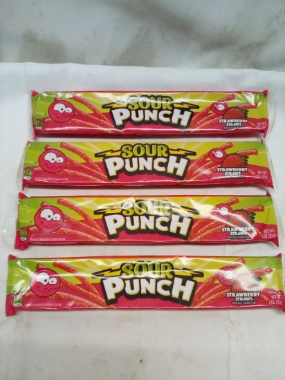 Lot of 4 Sour Punch Strawberry Straw Candies
