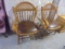 2 Solid Oak Cane Back Padded Seat Arm Chairs