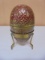 Enameled Brass 2pc Egg on Stand