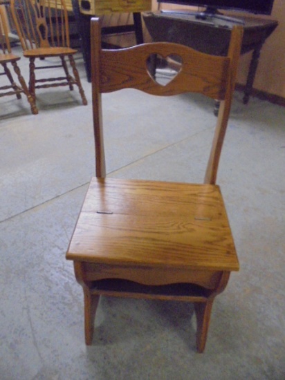 Solid Oak Convertible Chair/Step Stool