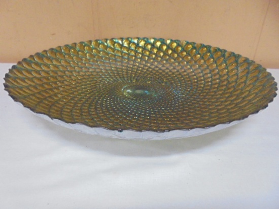 Beautiful Art Glass Peacock Design Large Bowl