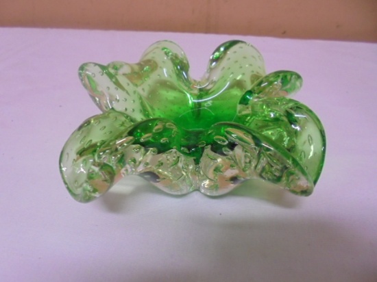 Beautiful Murano Controlled Bubble Art Glass Dish
