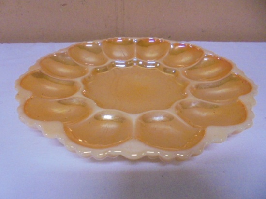 Vintage Anchor Hocking Fire King Peach Lusterware Egg Plate