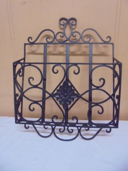 Ornate Iron Wall Magazine/Newspaper Holder