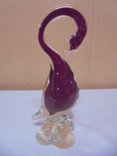 Beautiful Ruby Art Glass Bird