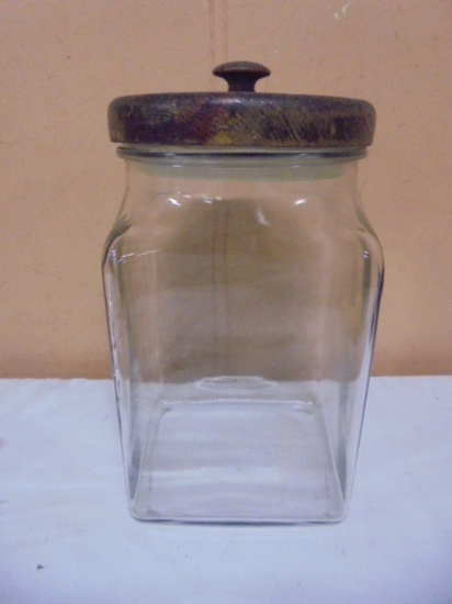 Large Glass Cookie/Candy Jar w/ Wooden Lid