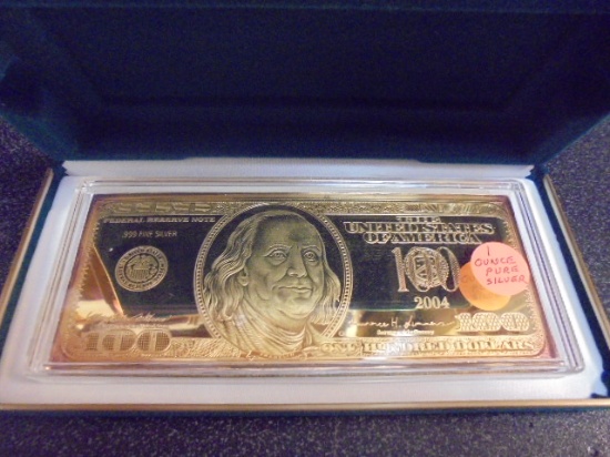 1oz Pure Silver 2004 Franklin 100 Note