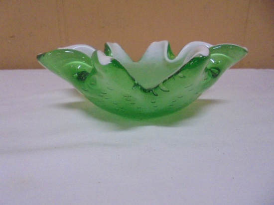 Beautiful Murano Style Controlled Bubble Art Glass Bowl