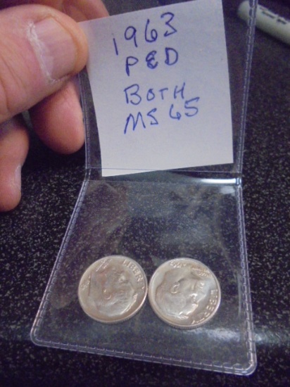 1963 P&D Mint Silver Roosevelt Dimes