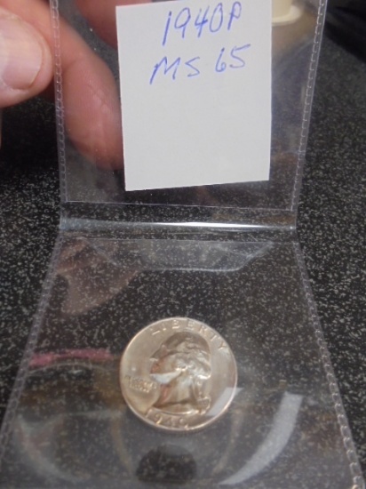 1940 P Mint Silver Washington Quarter