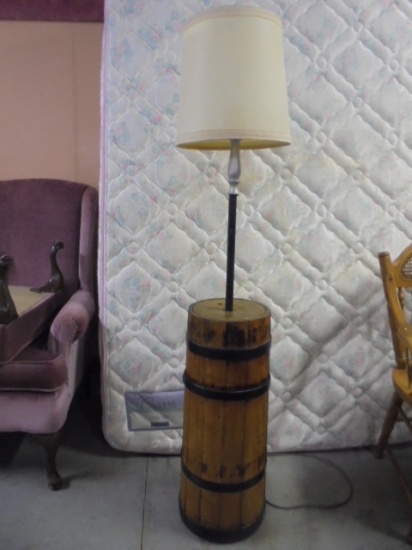 Antique Wooden Butter Churn Converted to Floor Lamp