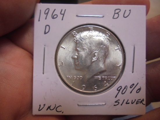 1964 D Mint Silver Kennedy Half Dollar