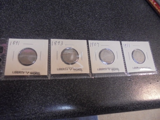 1891-1893-1907-1911 Liberty "V" Nickels