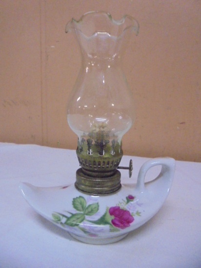 Vintage Porcelain Miniature Oil Lamp