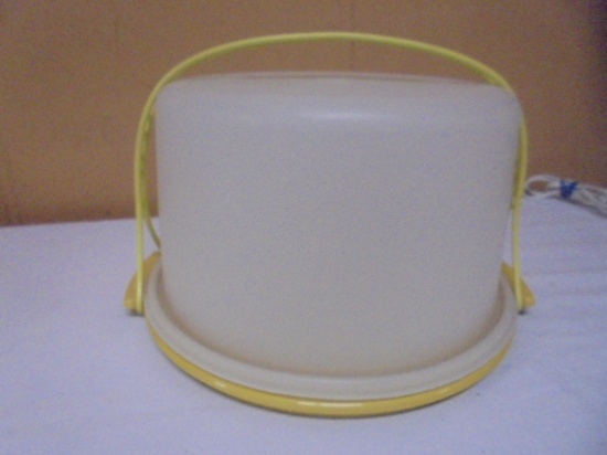 Vintage Tupperware Harvest Gold Cake Carrier w/ Handle