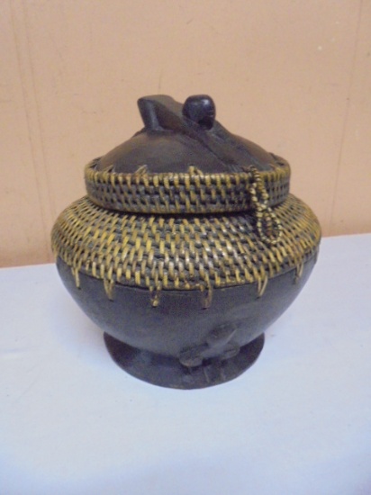 Vintage Indonesian Lombock Hand Carved Wooden Basket Box