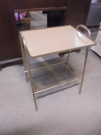Vintage MCM Metal Sided Side Table
