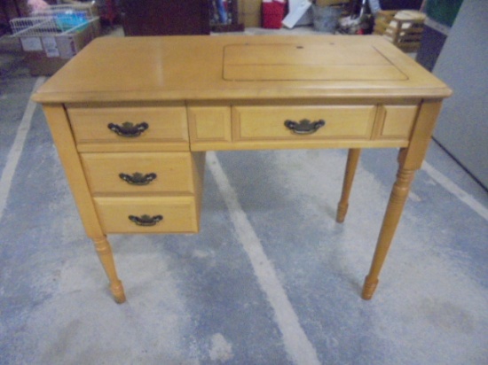 Vintage Solid Maple 2 Drawer Sewing Machine Cabinet