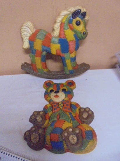 2 Vintage Foam Craft Wall Décor Pieces