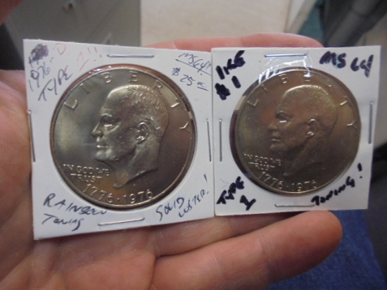 (2) 1976 Bicentennial Type 1 Eisenhower Dollars