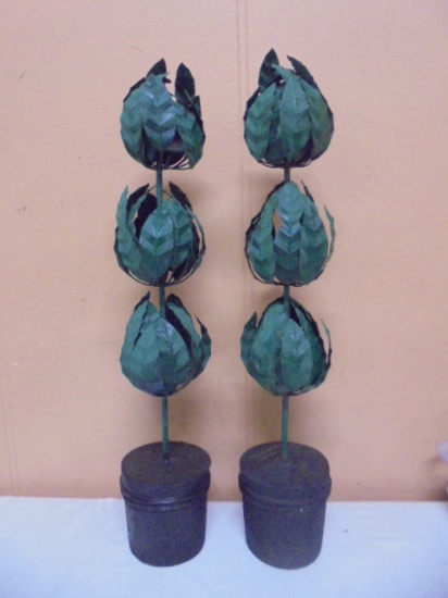 Matching Pair of Metal Tole Topiaries