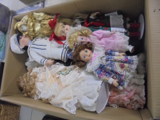 Large Group of Assorted Porcelain Dolls