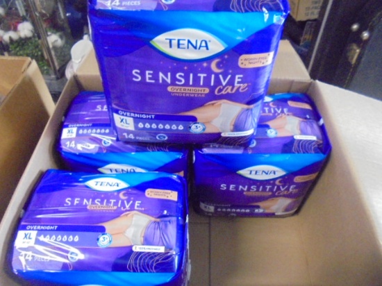 (4)14 Pair Tenna Sensitive Care Overnight Underwear