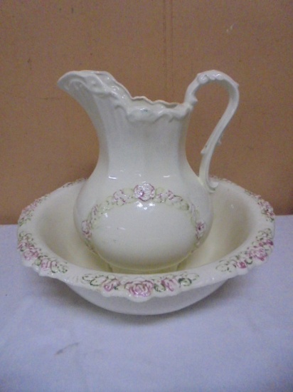 Large Ironstone Pitcher & Bowl Set