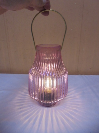 Beautiful  Purple Glass LED Candle Lantern