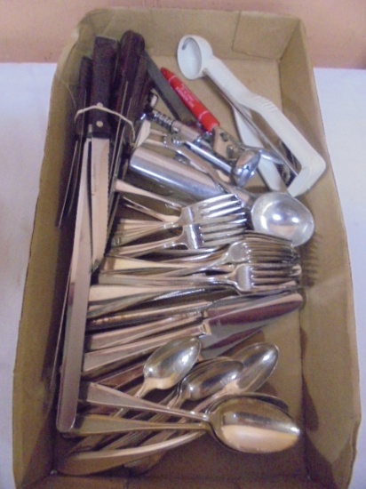 Large Group of Flatware/Knives/Kitchenware