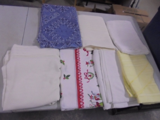 Group of 7 Vintage Cloth Table Clothes