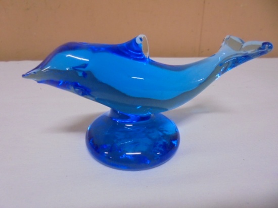 Vintage Blue Art Glass Dolphin