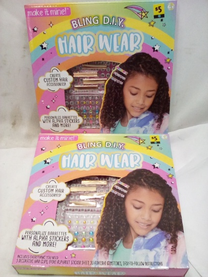 Qty 2 Bling DIY Hair Wear Ages 6+ Create custom Hair accessories