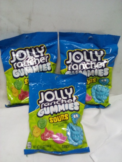 Qty 3 Jolly Rancher Gummies Sours 6.5oz