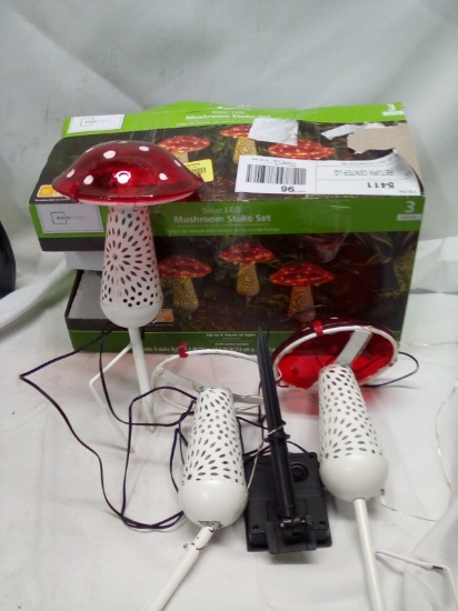 Solar LED Mushroom Stake Set 3pc