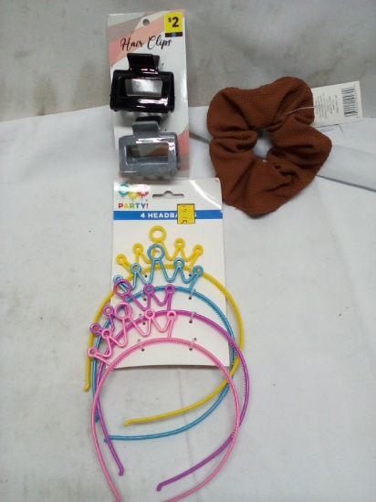 Hair Clips/ Scrunchie/ Qty 4 Crown Headbands