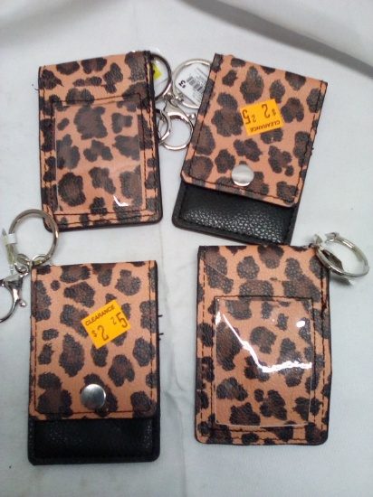 Qty 4 Animal Print Key Chain Wallet