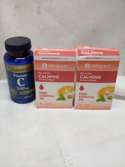 Qty 2 Calming Essential Oil/ Vitamin C 500mg 100 tablets