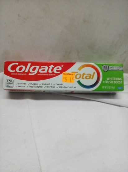 5.1oz Tube of Colgate Total Whitening and Fresh Boost Tooth Paste