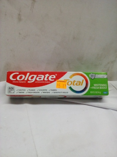 5.1oz Tube of Colgate Total Whitening and Fresh Boost Tooth Paste