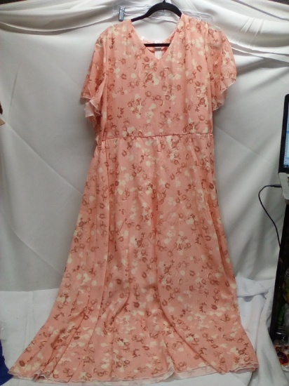 Full Length Zip Up Dress Partially Lined Flutter Sleeve Women’s Size 2XL