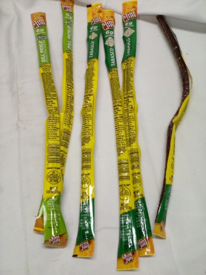 Qty 4 Tabasco Flavor Qty 2 Dill Pickle Flavor Slim Jim Smoked Snack Sticks